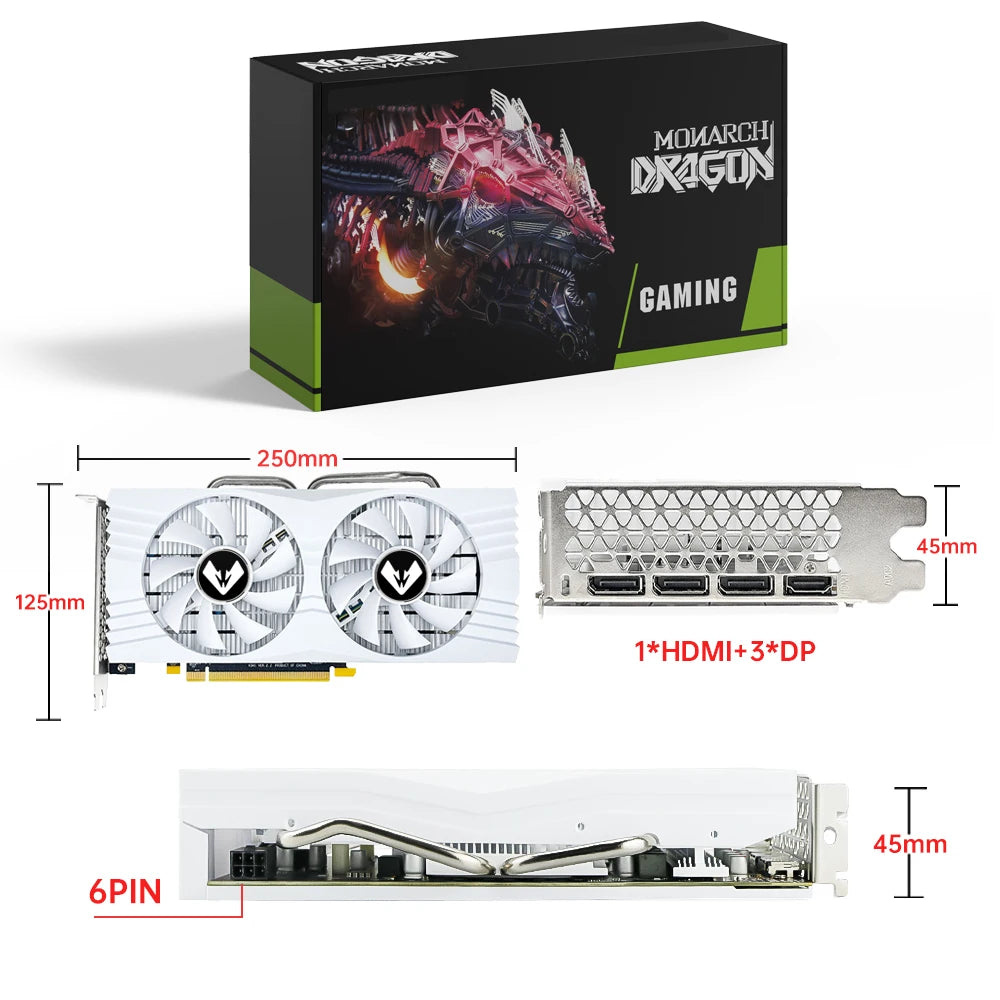 MOUGOL Original Radeon RX580 8G Graphics Card GDDR5 Memory Video Gaming Card PCIE3.0x16 DVI DP for Desktop Computer AMD Card