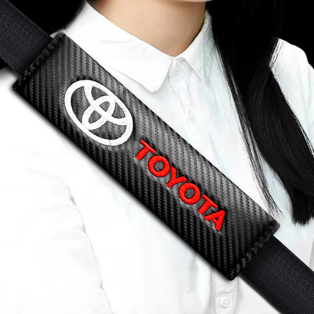 Auto sticker For Toyota Camry Car Seat Belt Cover Carbon Fiber Leather Shoulder Protection Cover Corolla E150 Rav4 Mark 2 Reiz