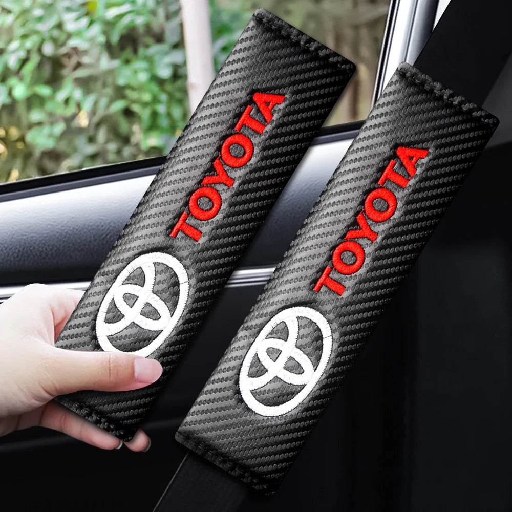 Auto sticker For Toyota Camry Car Seat Belt Cover Carbon Fiber Leather Shoulder Protection Cover Corolla E150 Rav4 Mark 2 Reiz