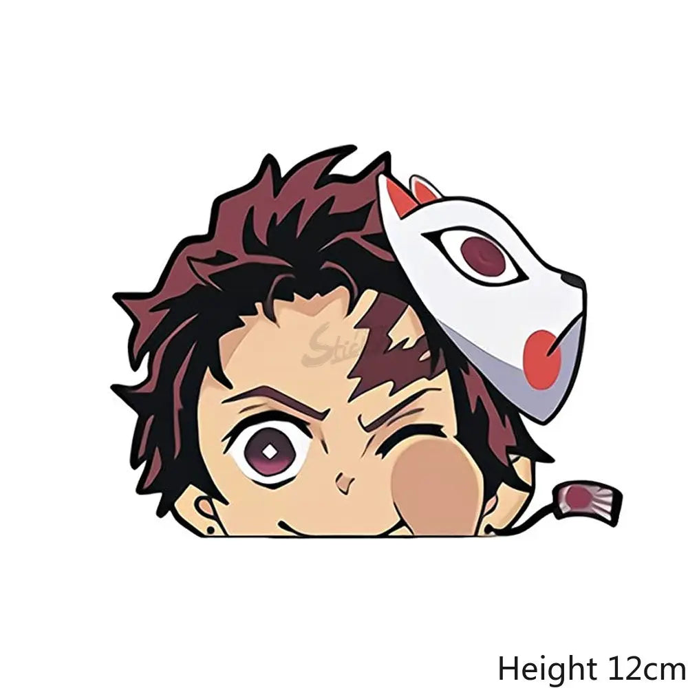 Demon Slayer Anime Stickers Cute Peek Car Sticker Waterproof Sunscreen Stickers Laptop Window Trunk Sticker