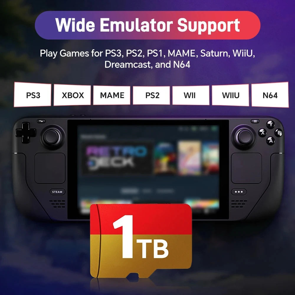 Steamdeck Game TF Card 1TB/512GB/256GB Memory Card With 65200+Games 70+ Emulators Batocera OS For Steam Deck/Win Game Console/PC