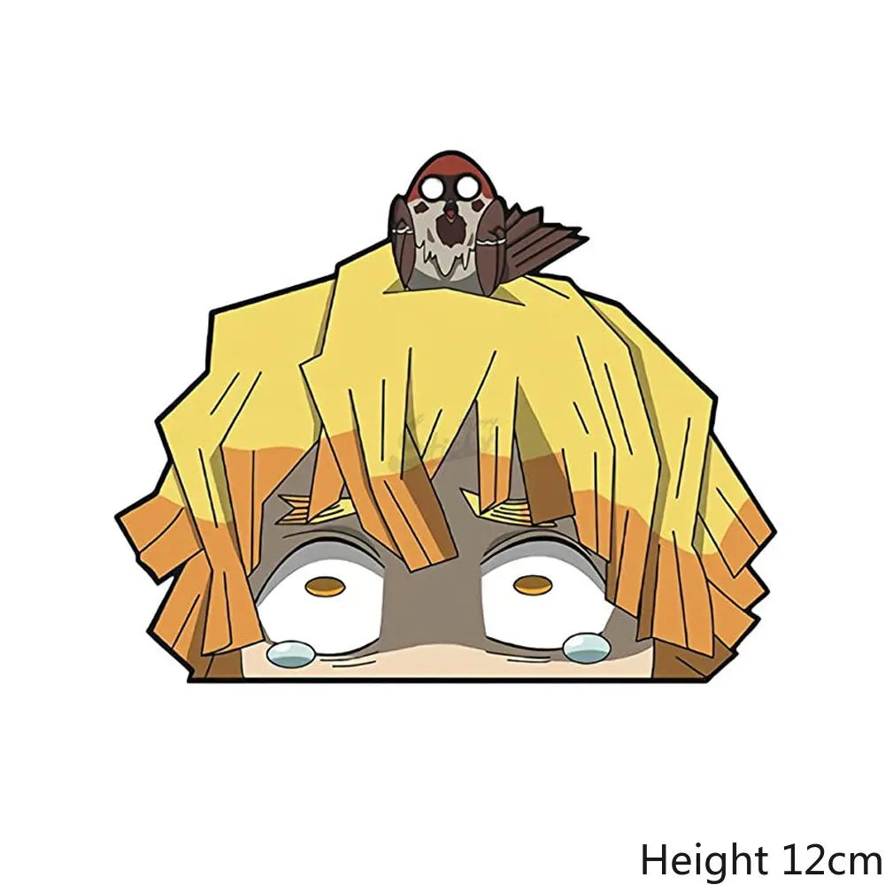 Demon Slayer Anime Stickers Cute Peek Car Sticker Waterproof Sunscreen Stickers Laptop Window Trunk Sticker