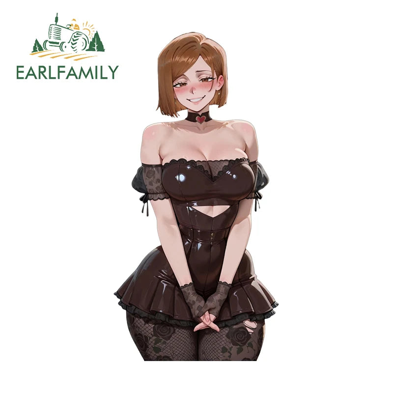 EARLFAMILY Shy Kugisaki Car Truck Decal Graffiti Lace Skirt Car Stickers Occlusion Scratch Anime Material Car Label For Caravan