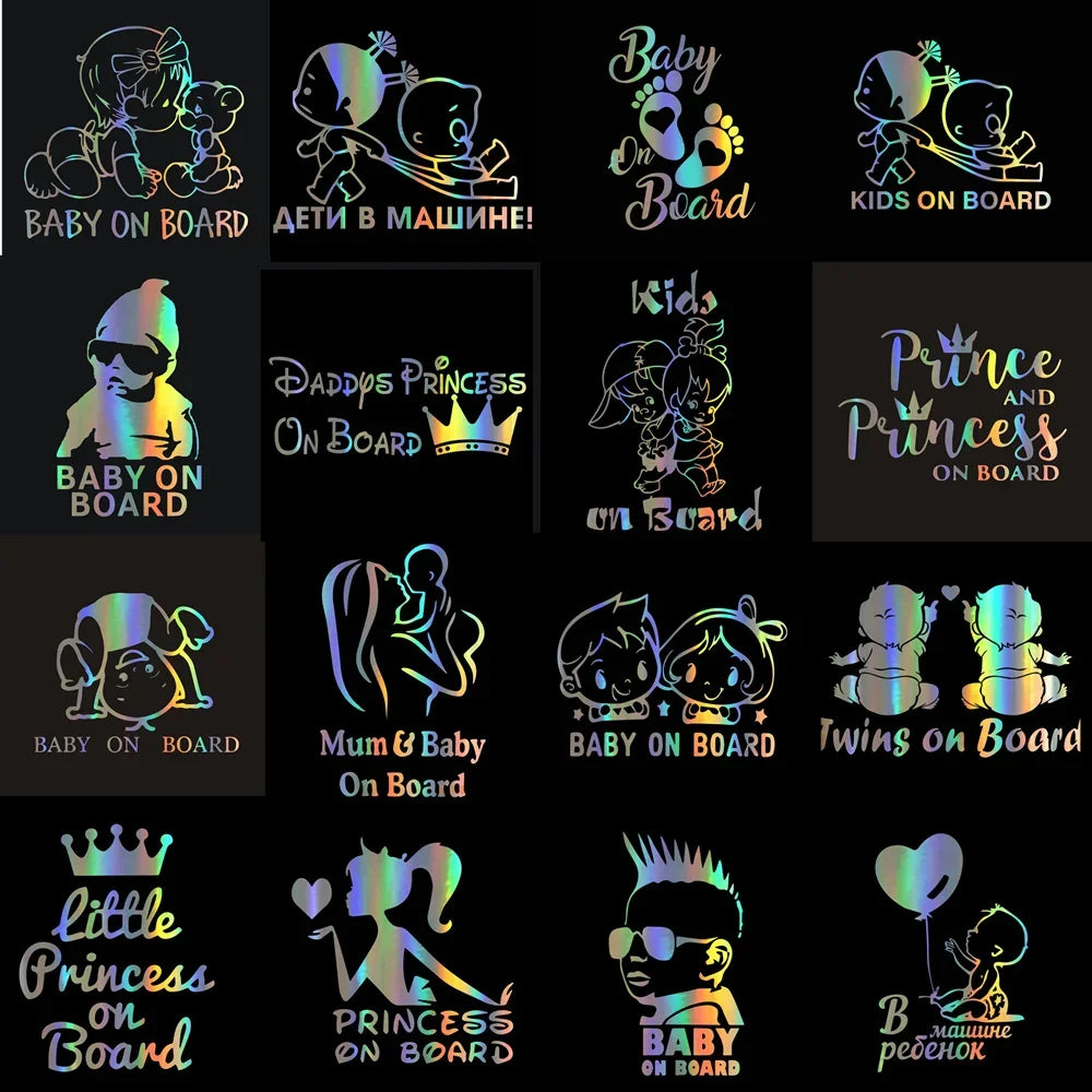 Car Stickers Personality Baby on Board Series Funny Car Body Window Warning Signs Child Stickers and Decals Vinyl ,15cm