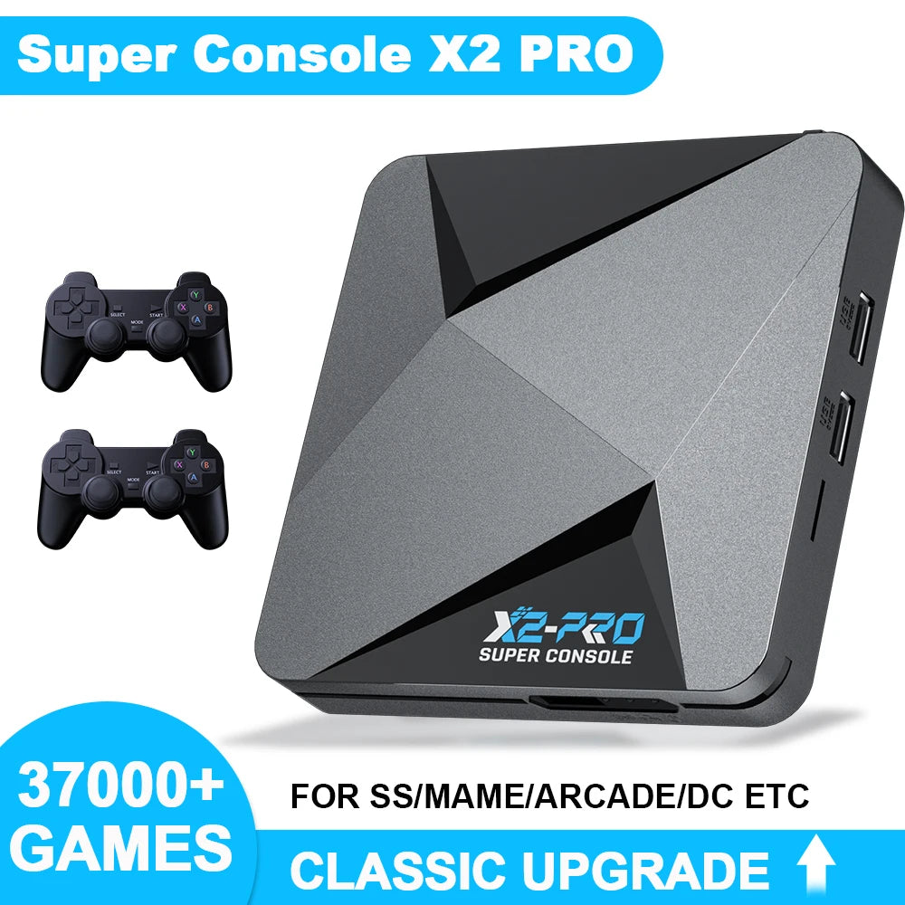 KINHANK Super Console X2 Pro Retro Video Game Console with 37000 Video Games for PS1/DC/MAME/SS with Gamepad Kid Gift Game Box