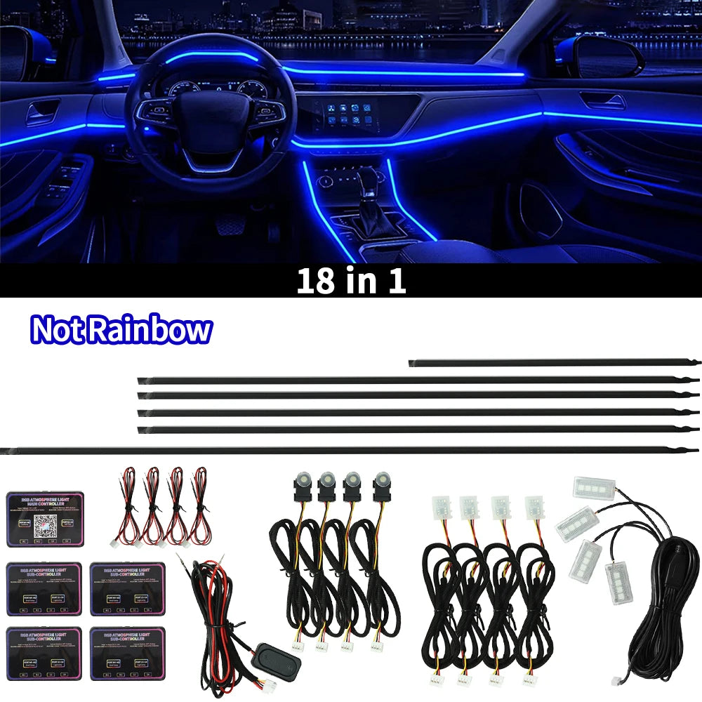 Symphony 18IN1 Car Ambient Light Colorful LED Neon Interior Rainbow Acrylic Light strip Decorative 10/6IN1 Car Atmosphere Light