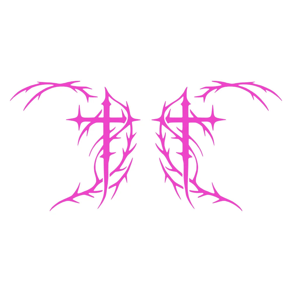 1 Pair Dark Aesthetic Cybersigilism Cross Car Rear View Mirror Decals Gothic Sigil Car Mirror Stickers