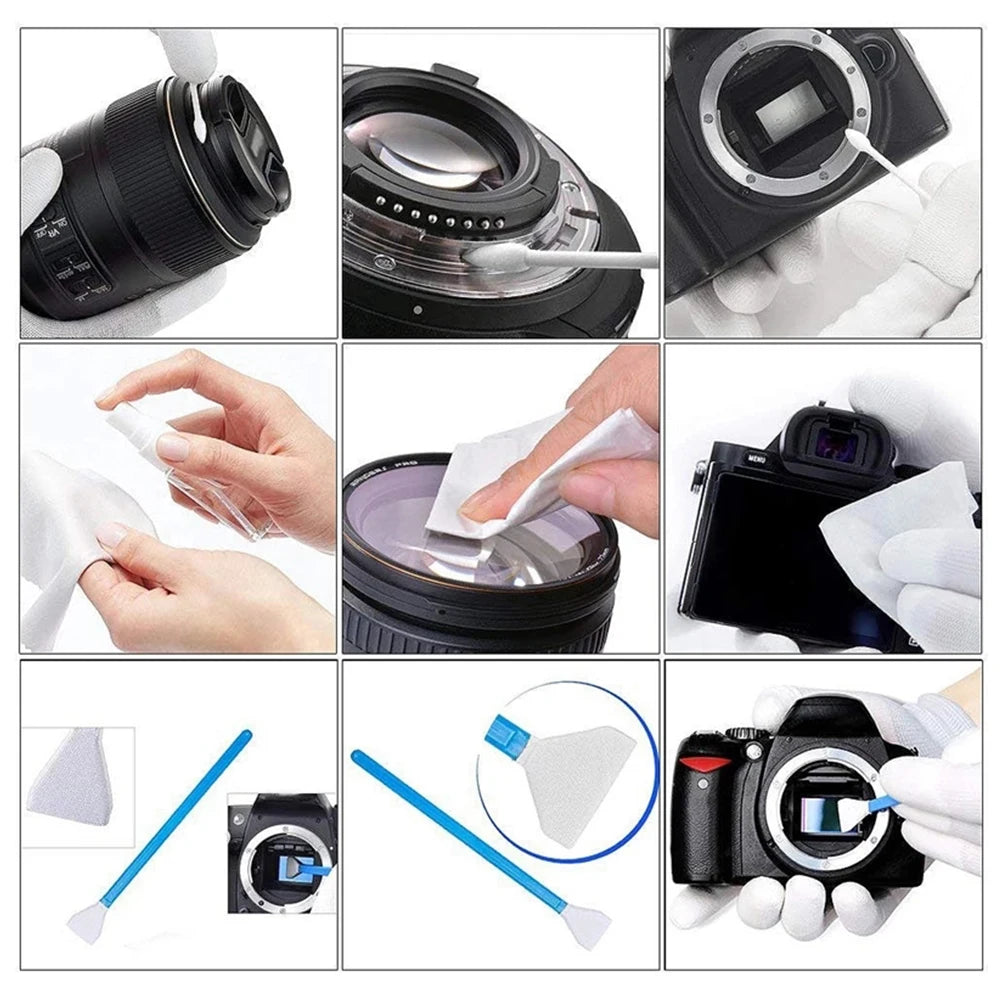 Camera Cleaning Kit, Lens & Sensor Cleaner Tools for DSLR SLR DV Mirrorless Camera, Compatible with Canon Nikon Sony Fujifilm