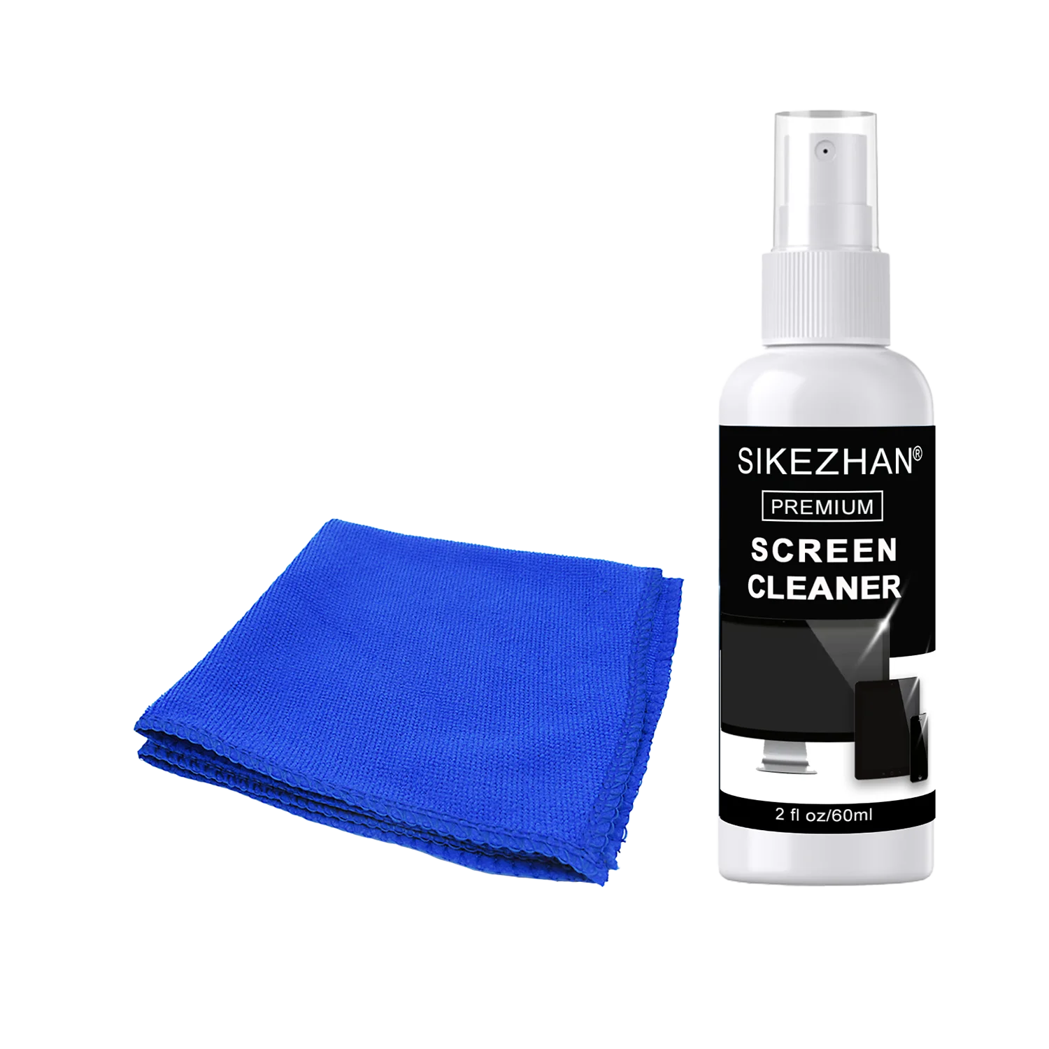 Streak-Free Screen Cleaner Spray Kit & Microfiber Cloth for Smart TV LCD LED OLED Monitor Laptop Tablet IPad Car Cleaning 60ml