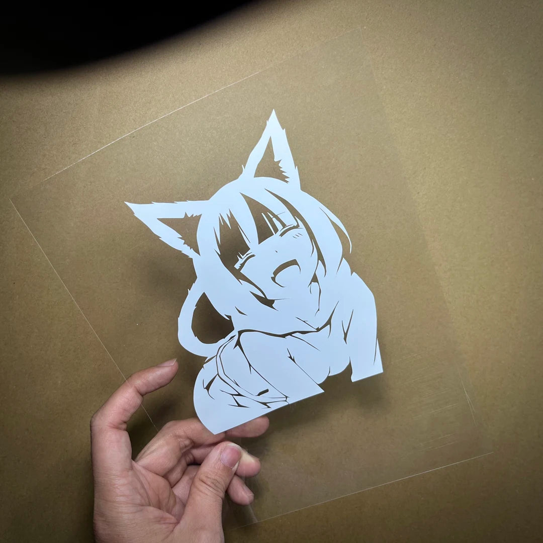 Anime Cat Girl Decal, Car, Truck, Windshield, Laptop, Vinyl, Decal, Accessories, Gifts, JDM, Slap, Personalized, Cat, Girl