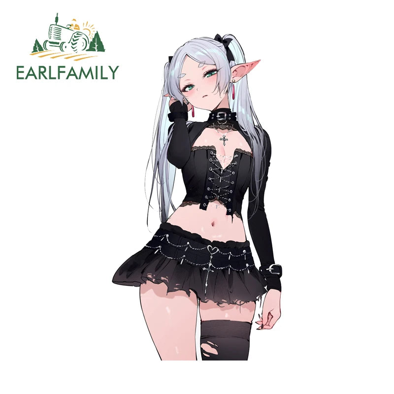 EARLFAMILY Frieren Car Stickers Gothic Anime Waifu Motorbike Decal Occlusion Scratch Practical Scratch Proof Car Door Protector