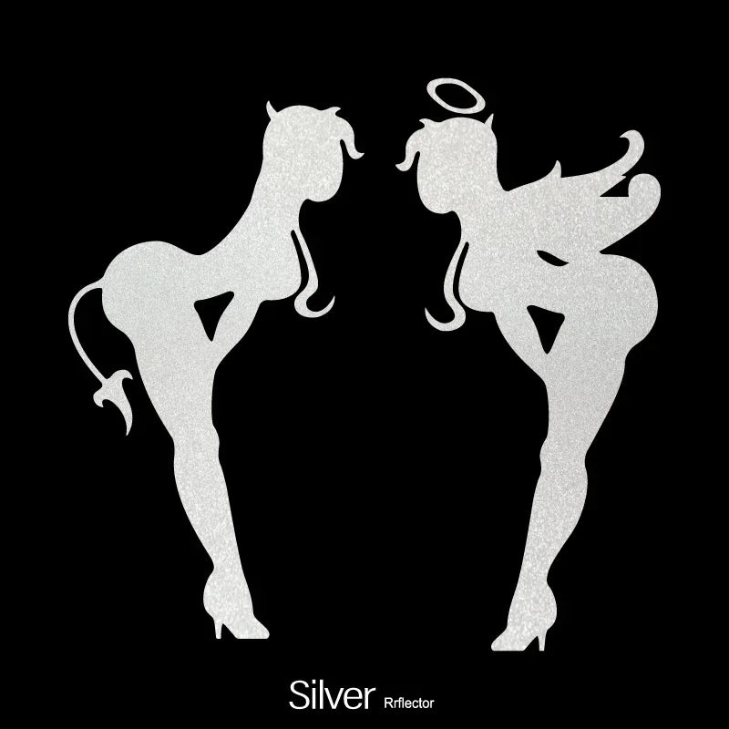 2PCS Cool Angel & Devil Silhouette Sticker for Car Motorcycle, Multiple Color Options, Enhance Auto Moto Exterior Individuality
