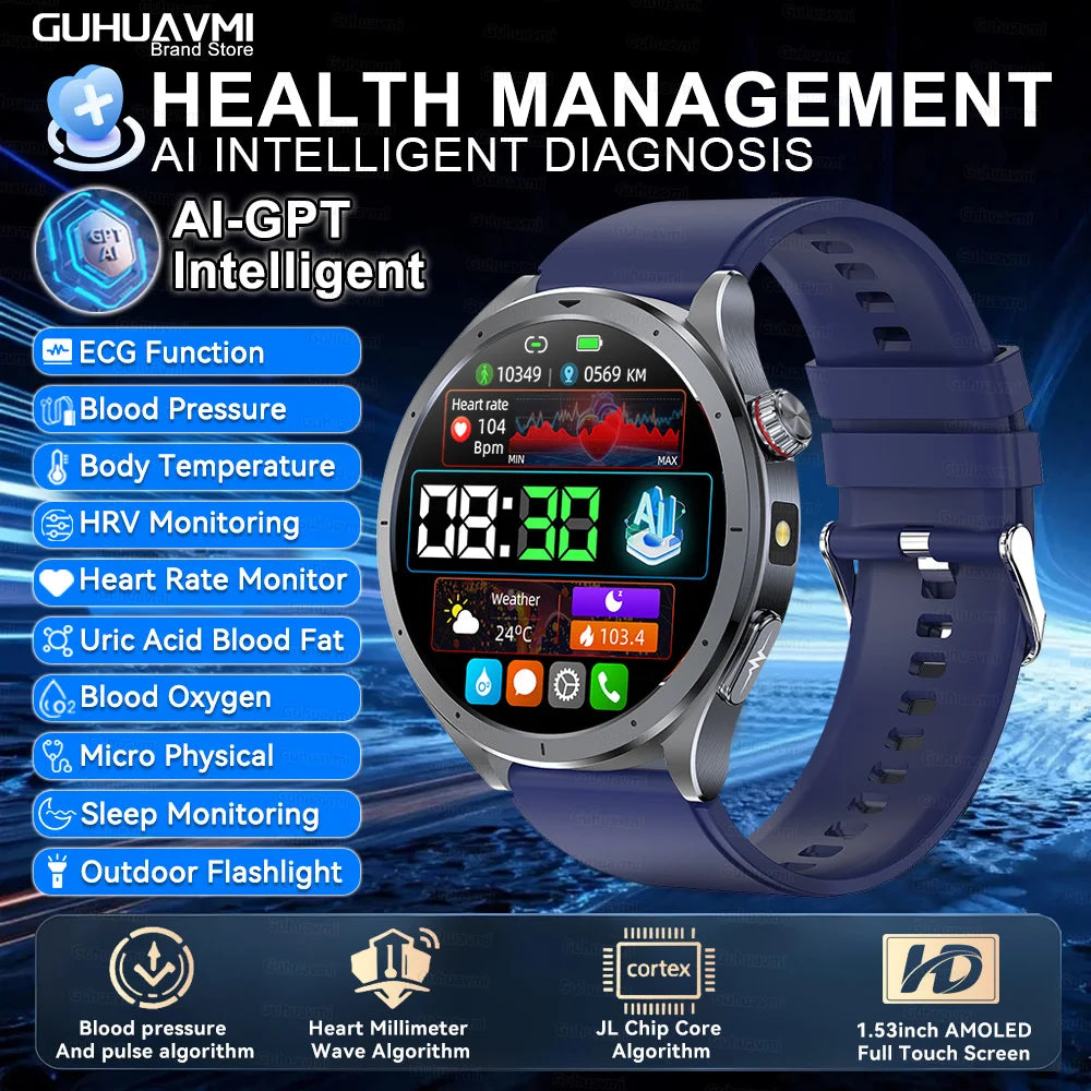 Smartwatch de Saúde 2026 — Análise de Gordura Corporal, ECG+PPG, Pressão Arterial e Oxigênio no Sangue