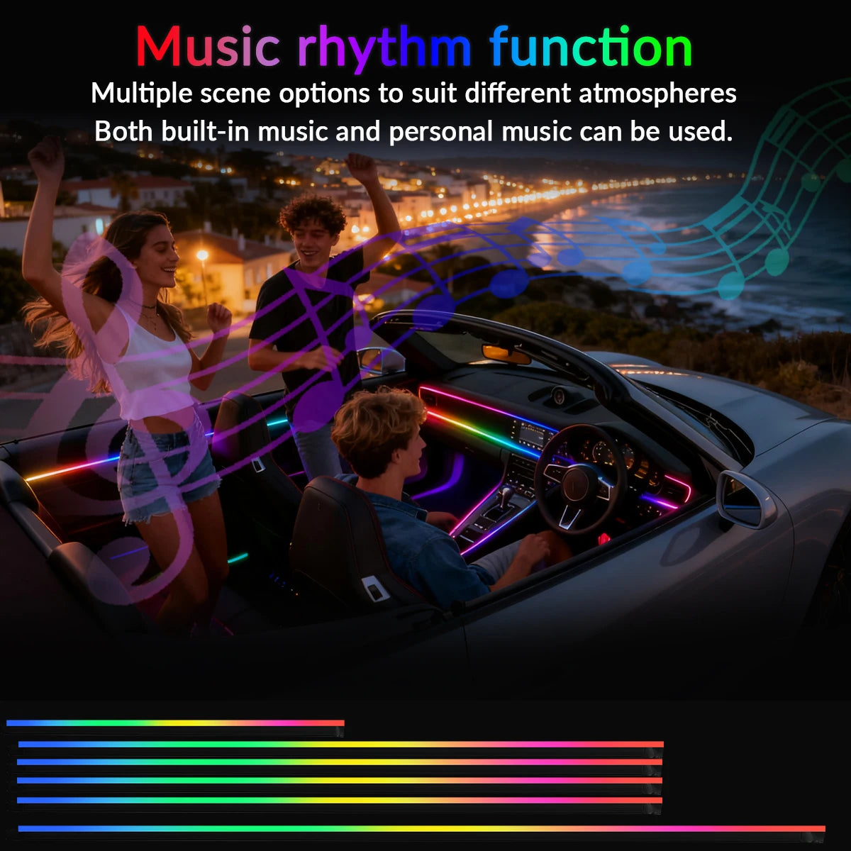 Symphony 18IN1 Car Ambient Light Colorful LED Neon Interior Rainbow Acrylic Light strip Decorative 10/6IN1 Car Atmosphere Light