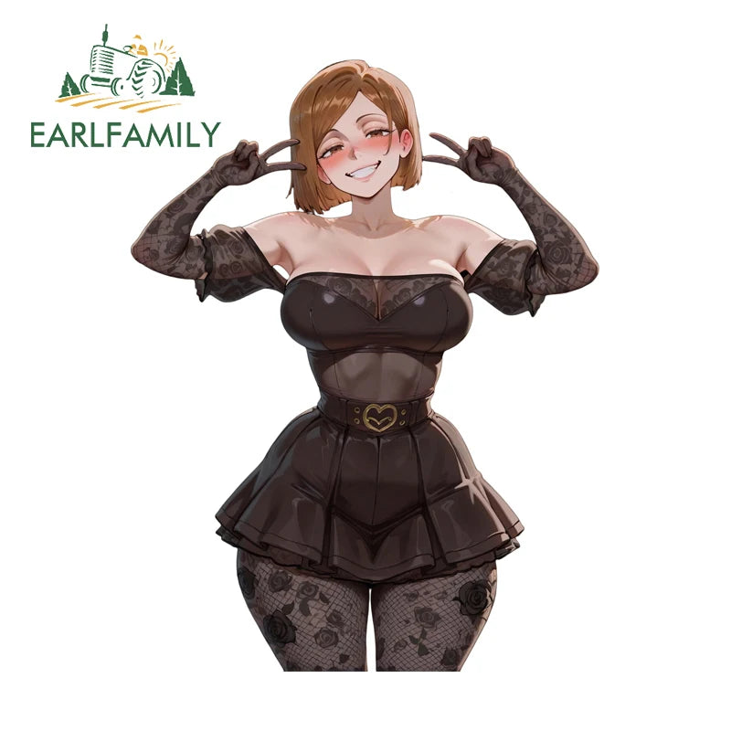 EARLFAMILY Shy Kugisaki Car Truck Decal Graffiti Lace Skirt Car Stickers Occlusion Scratch Anime Material Car Label For Caravan