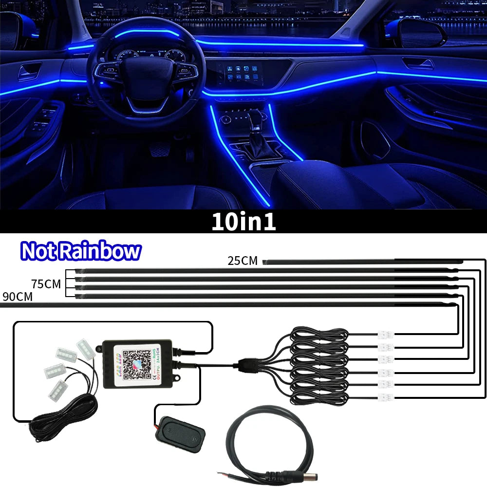 Symphony 18IN1 Car Ambient Light Colorful LED Neon Interior Rainbow Acrylic Light strip Decorative 10/6IN1 Car Atmosphere Light