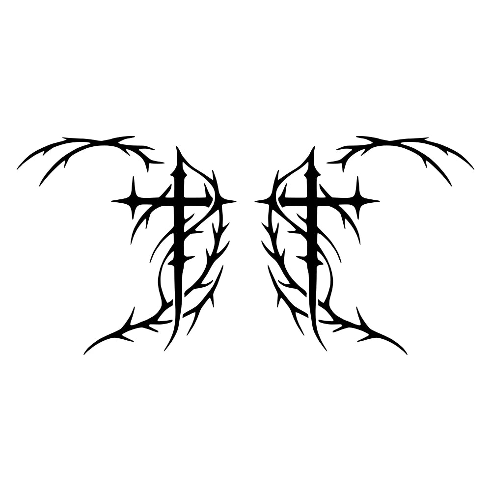 1 Pair Dark Aesthetic Cybersigilism Cross Car Rear View Mirror Decals Gothic Sigil Car Mirror Stickers