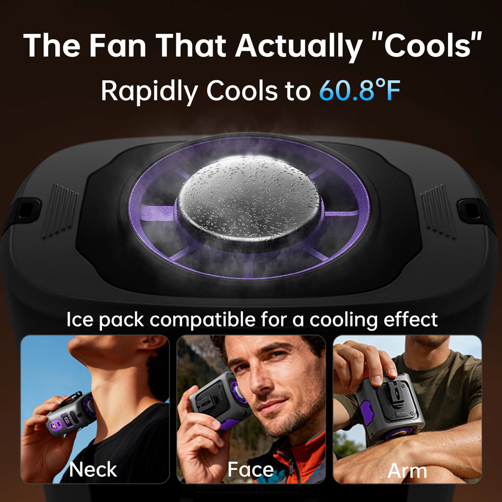 MUXNW Ventilador Waistban Rechargeable Clip-On Waist Fan with Ice Cooling Plate, 8000mAh Portable Hands-free Belt Fan for Campin