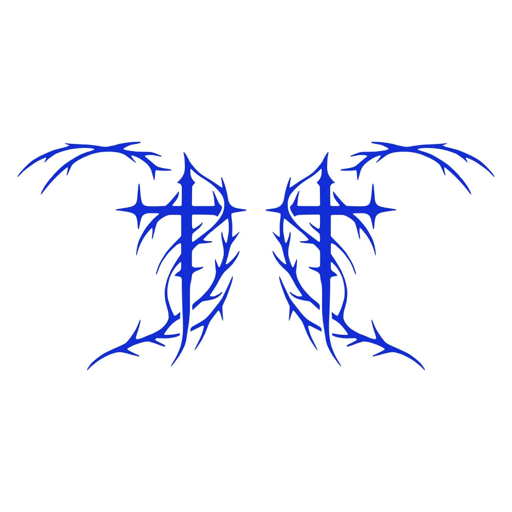 1 Pair Dark Aesthetic Cybersigilism Cross Car Rear View Mirror Decals Gothic Sigil Car Mirror Stickers