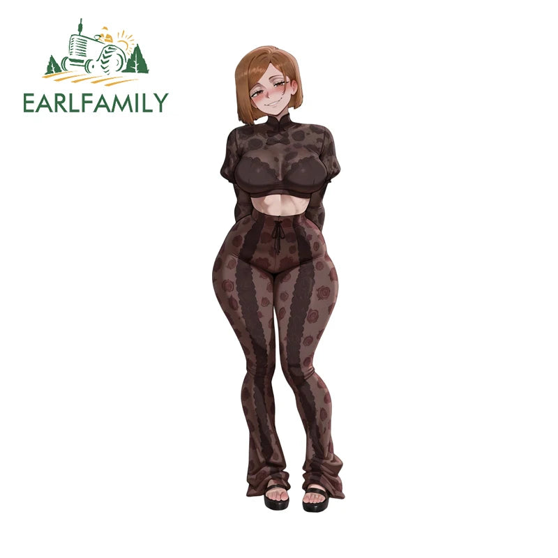 EARLFAMILY Shy Kugisaki Car Truck Decal Graffiti Lace Skirt Car Stickers Occlusion Scratch Anime Material Car Label For Caravan
